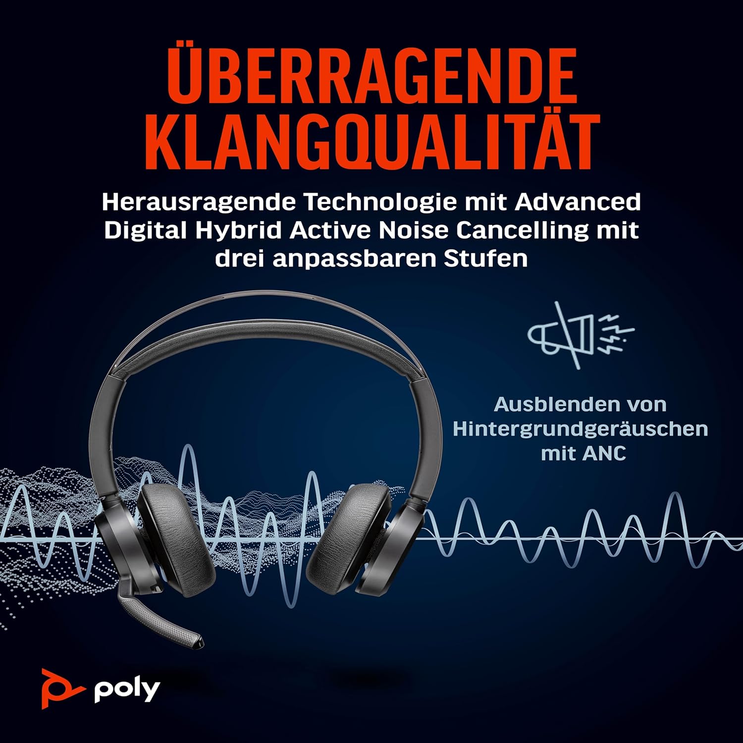 Poly Voyager Focus 2 UC ANC mit Ladestation Schwarz