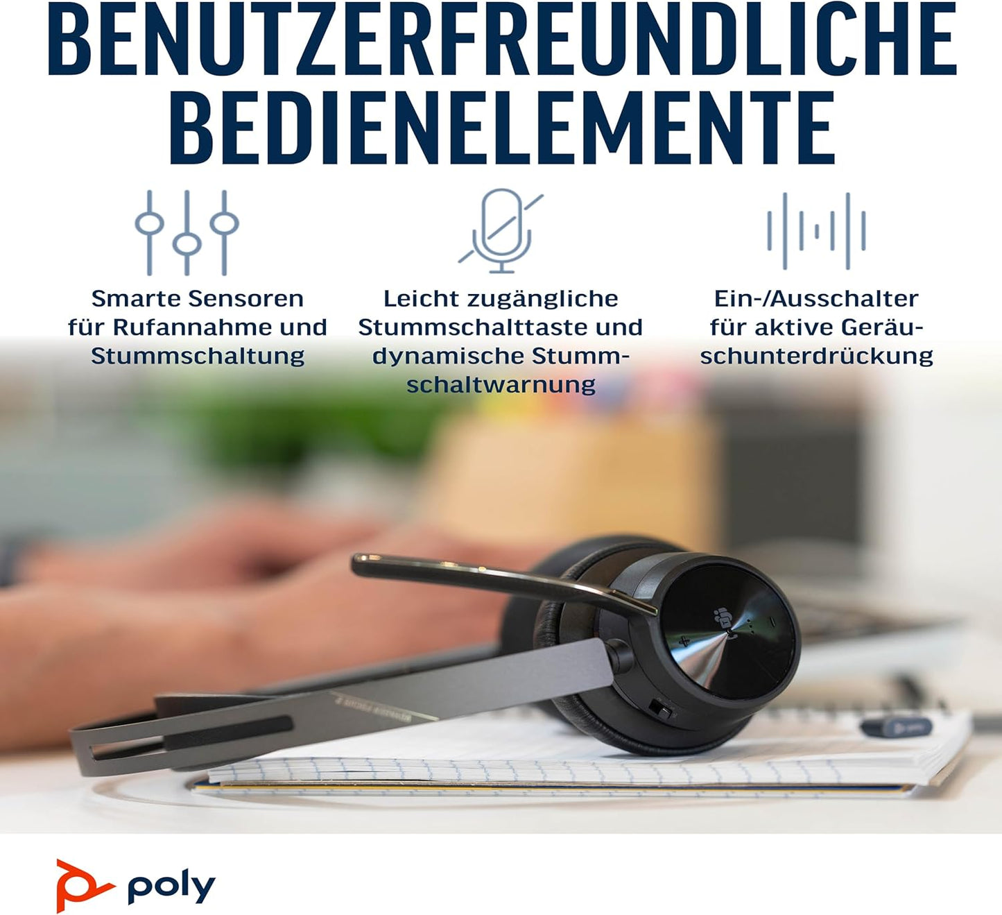 Poly Voyager Focus 2 UC ANC mit Ladestation Schwarz