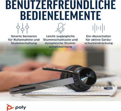 Poly Voyager Focus 2 UC ANC mit Ladestation Schwarz