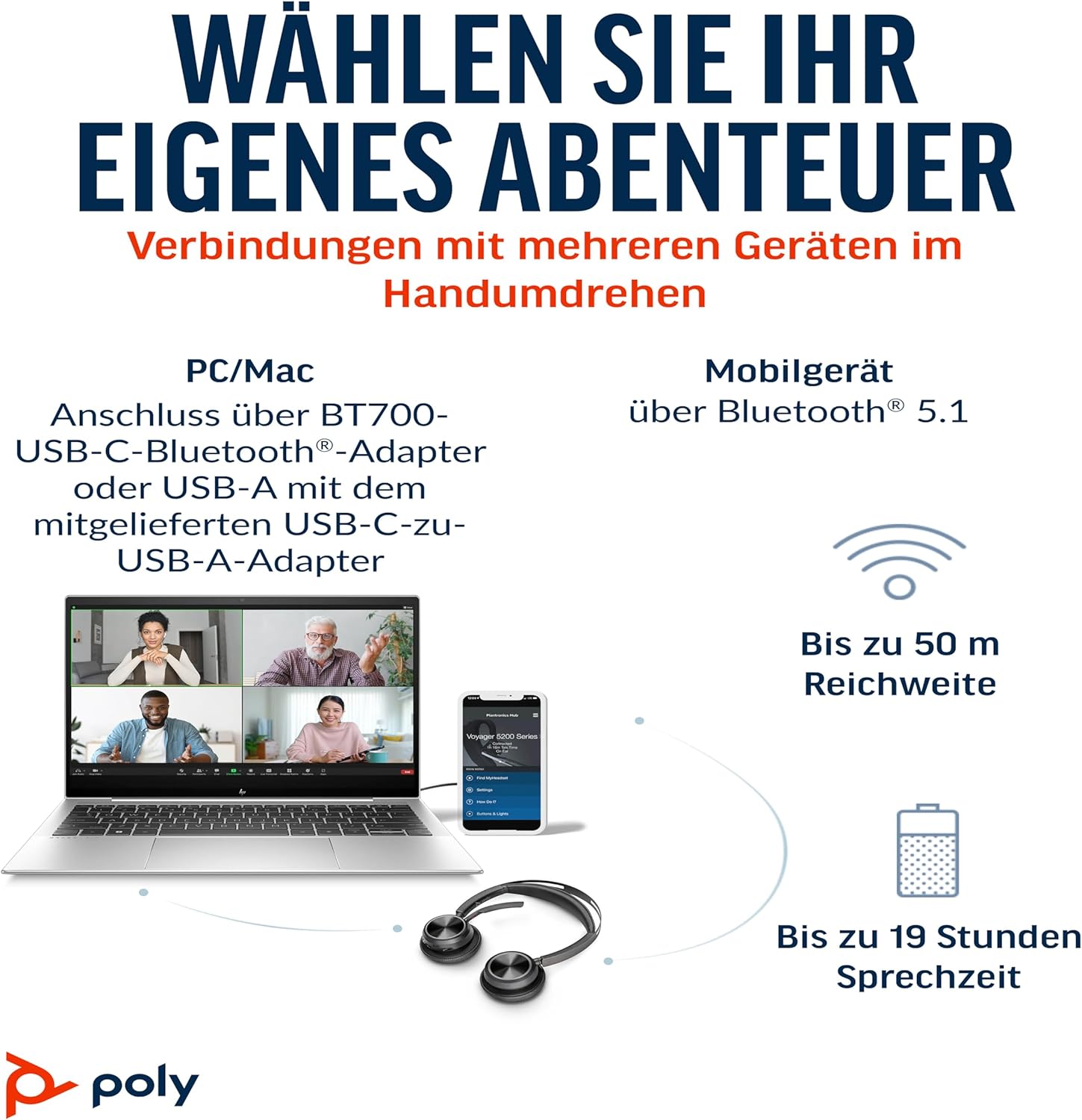 Poly Voyager Focus 2 UC ANC mit Ladestation Schwarz