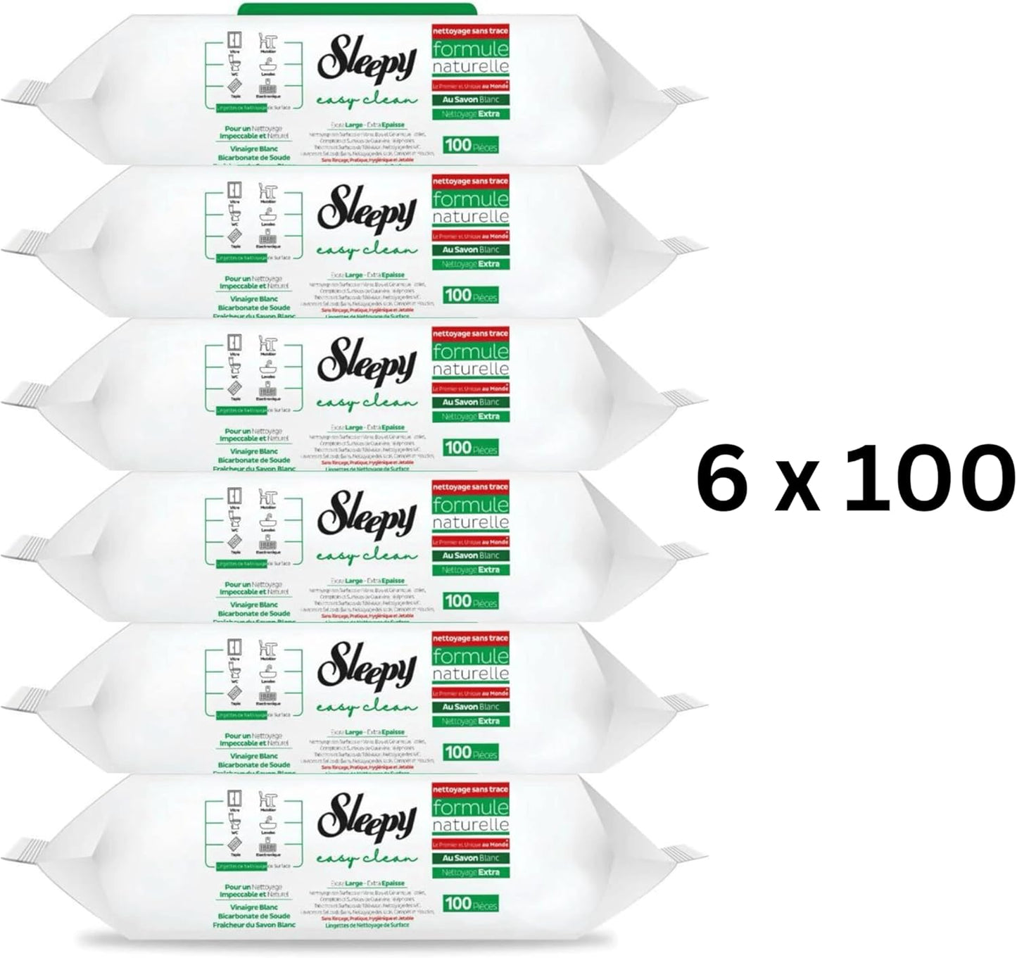 Sleepy EasyClean Oberflächen-Reinigungstücher Grün Sparset 6x100 Stk.