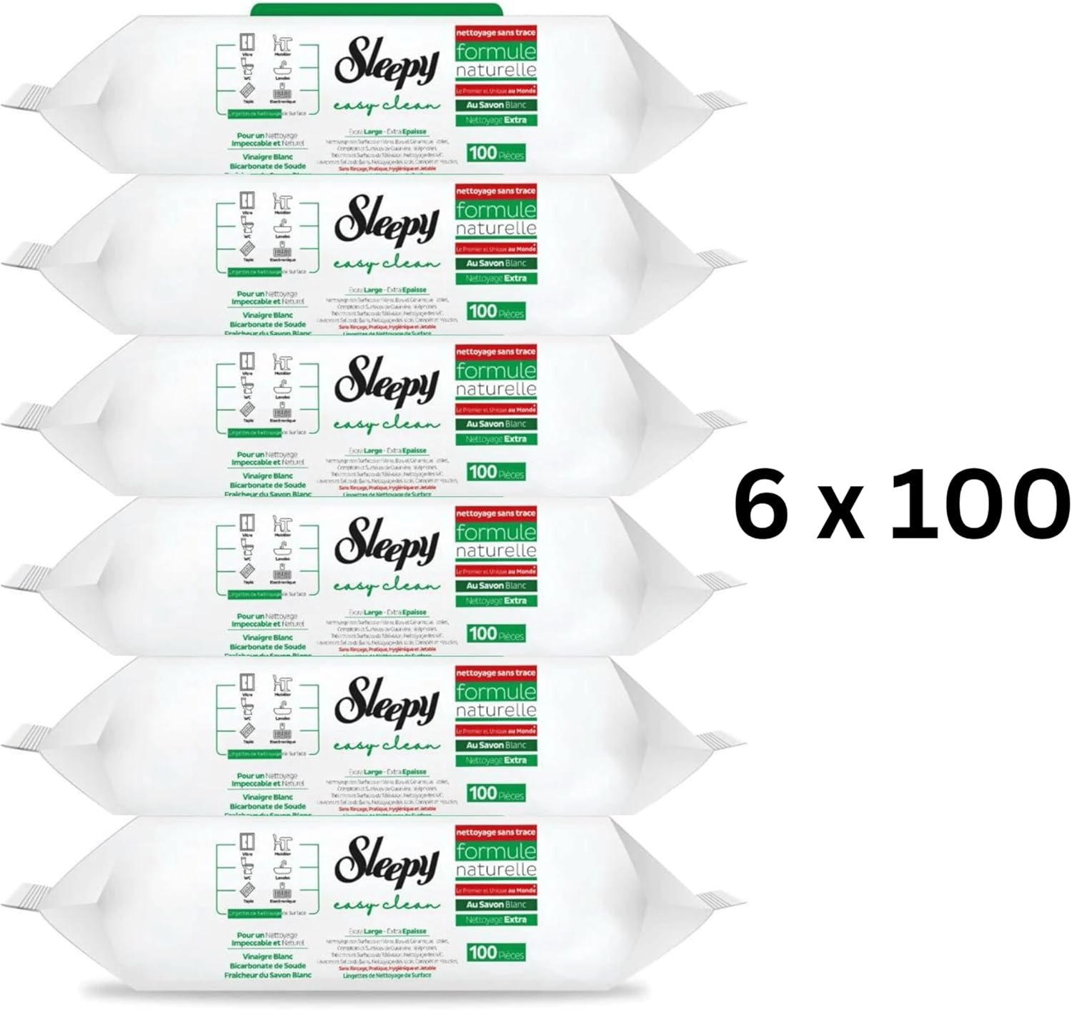 Sleepy EasyClean Oberflächen-Reinigungstücher Grün Sparset 6x100 Stk.