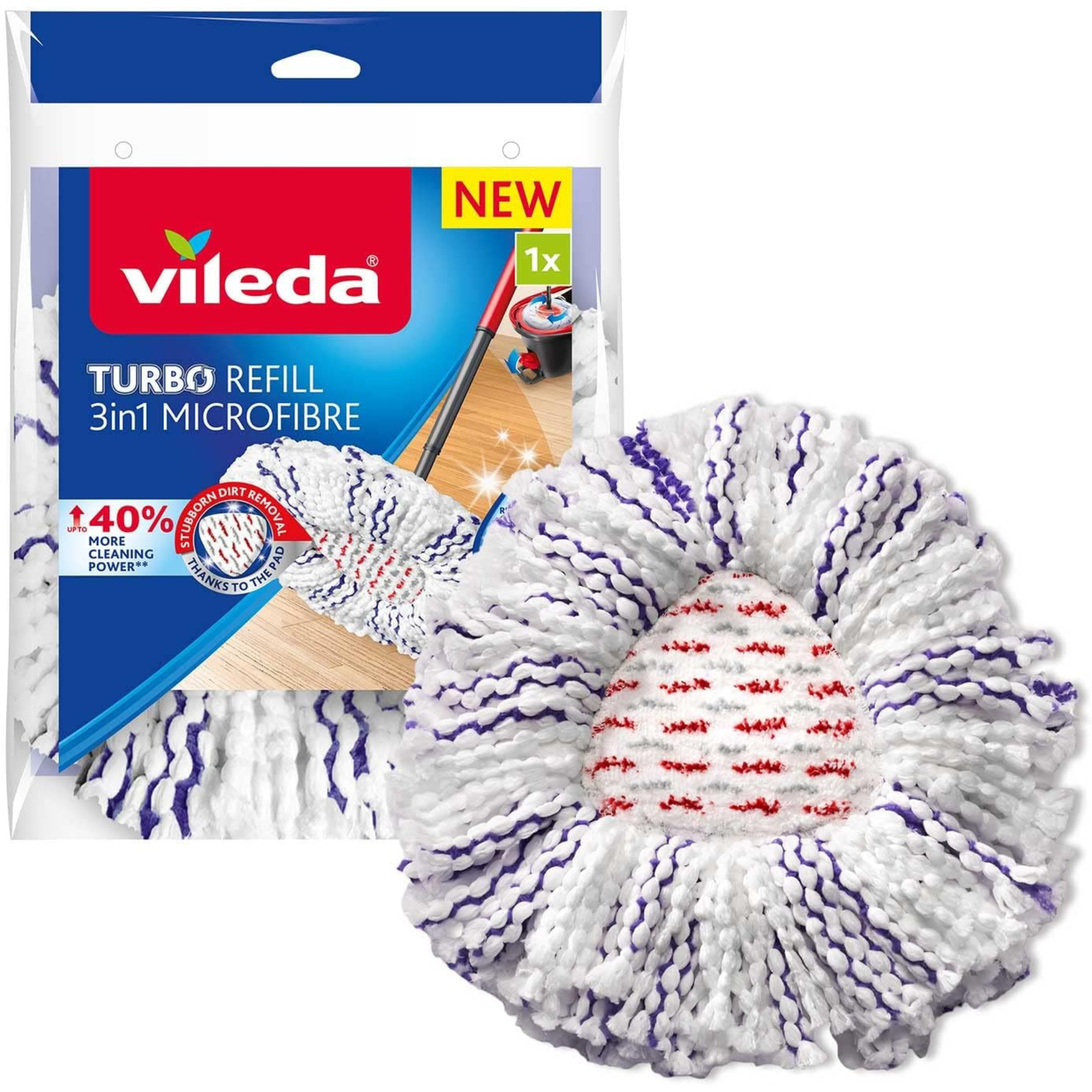Vileda Turbo 3in1 EasyWring & Clean Wischmopp Ersatzkopf 1er Pack