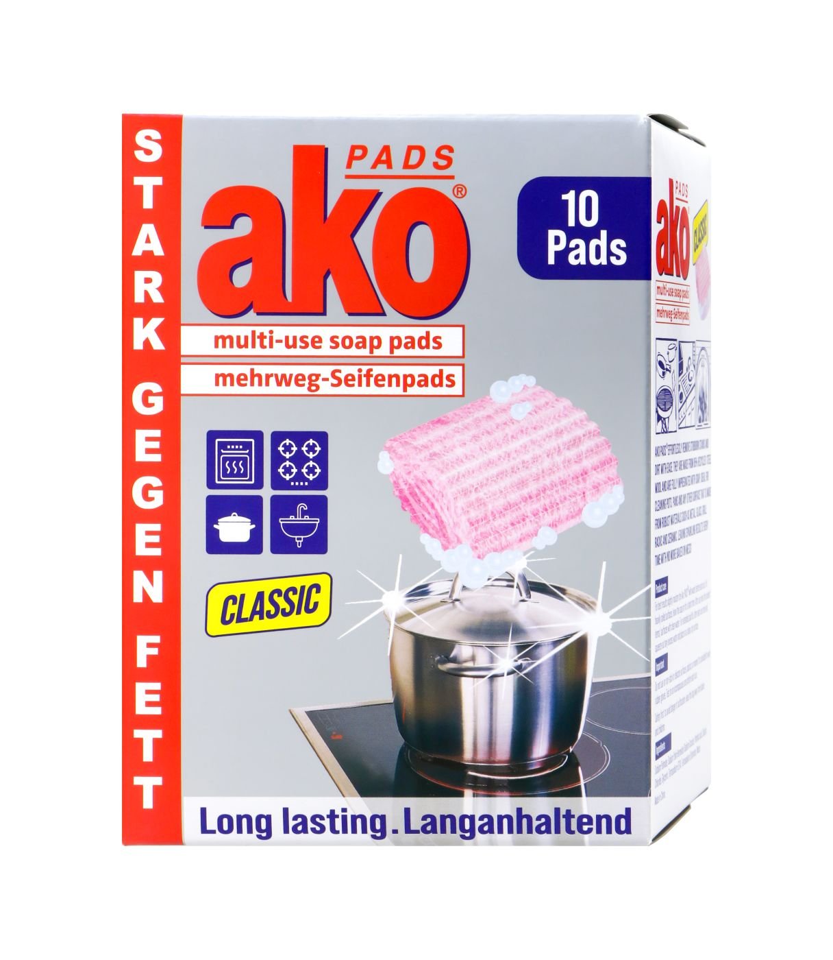 AKO Pads Classic Seifenpads, Mehrweg - Reinigungspads, Stark gegen Fett und Eingebranntes 10 Stück - lammertz - tradinglammertz - tradinglammertz - trading50103533291975010353329197AKO Pads Class Seifenpads Mehrweg - Reinigungspads 10er Pack