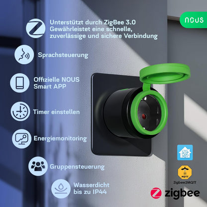 NOUS Zigbee Intelligente Außensteckdose IP44 Smart Home kompatibel - lammertz - tradingLammertz - Tradinglammertz - trading59050728006795905072800679NOUS Zigbee Intelligente Außensteckdose IP44 Smart Home kompatibel