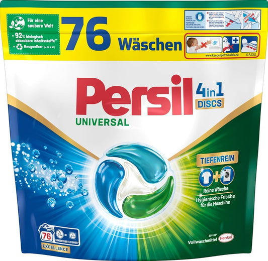 Persil Universal 4in1 DISCS 76 Waschladungen Universal Waschmittel mit Tiefenrein Technologie, Vollwaschmittel für reine Wäsche und hygienische Frische für die Maschine - lammertz - tradingLammertz - Tradinglammertz - trading40152000353144015200035314Persil Universal 4in1 DISCS 76 Waschladungen Universal Waschmittel mit Tiefenrein Technologie Vollwaschmittel für reine Wäsche und hygienische Frische